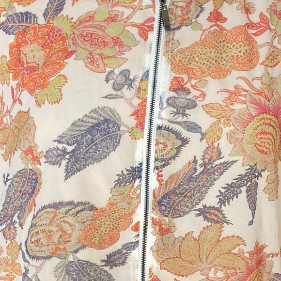 NWT Hillary Scott Floral Bomber Jacket XL Sheer Chiffon Cottagecore Coastal Fall - Picture 12 of 13